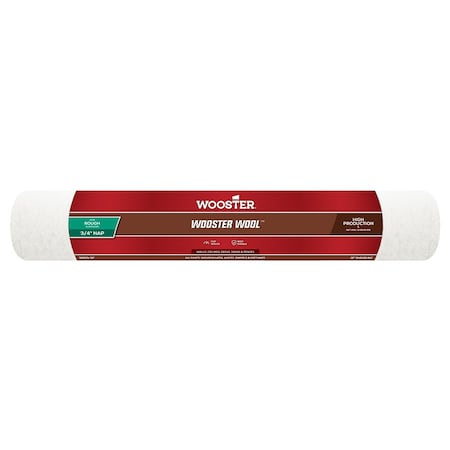 Wooster 18" Paint Roller Cover, 3/4" Nap Nap, Wool 0RR6330180
